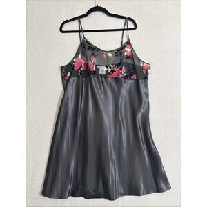 Vintage Slip Dress Womens 2XL Babydoll Sheer Floral Y2K Whimsigoth Sexy Lingerie